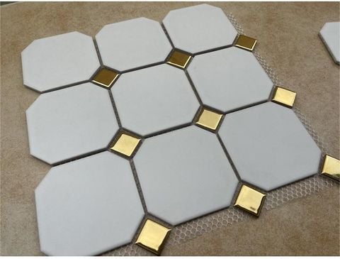  Gạch Mosaic Bát Giác Vàng 