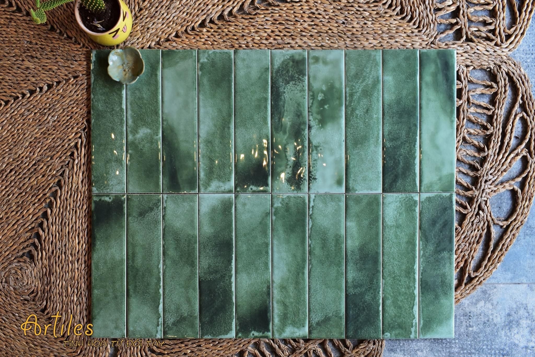 Gạch thẻ màu xanh lá loang màu ArtF12
