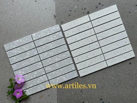  Gạch Mosaic Terrazzo Xám Trắng 