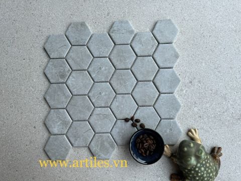  Gạch Mosaic Lục Giác Xám 