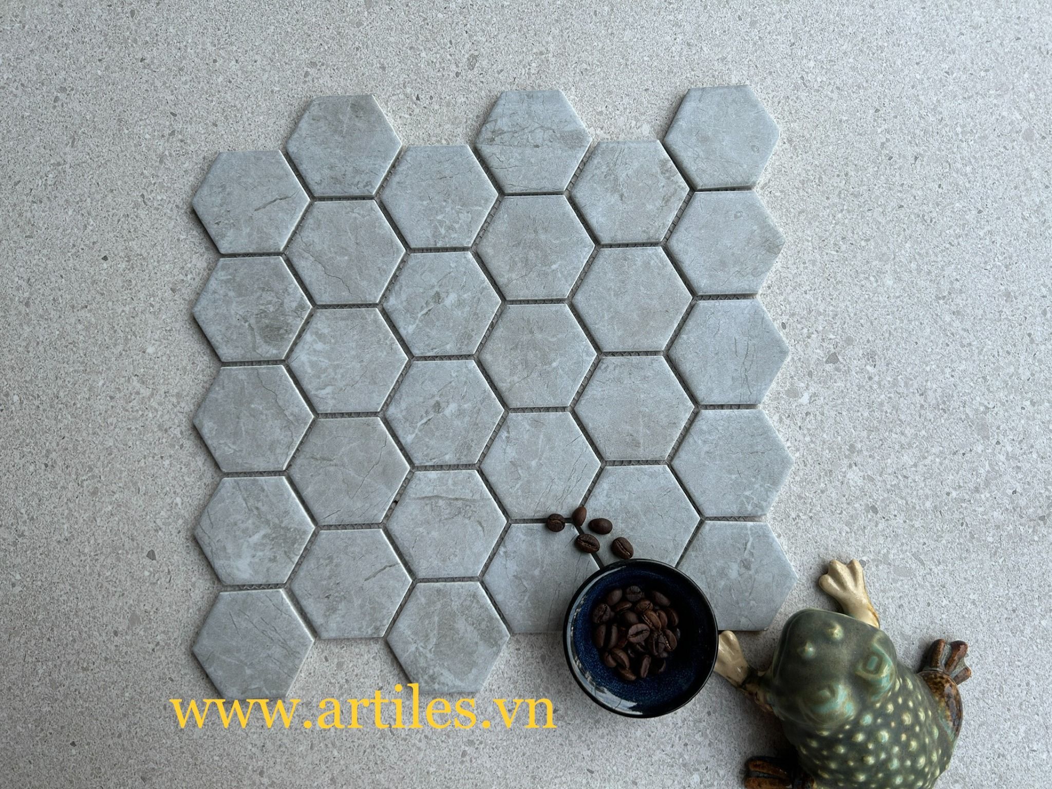 Gạch Mosaic Lục Giác Xám