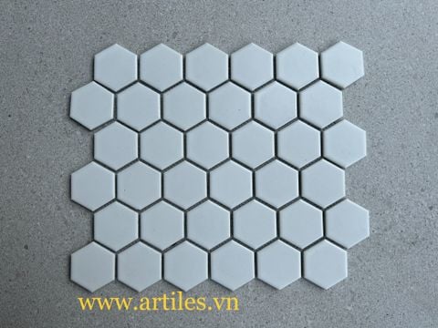  Gạch mosaic lục giác trắng mờ 