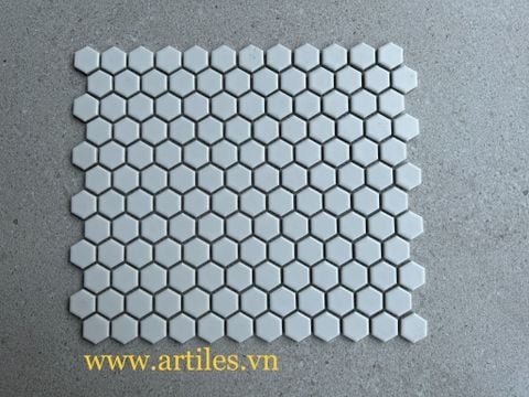  Gạch mosaic lục giác màu trắng 