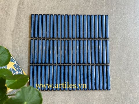  Gạch thẻ que men rạn màu xanh Tím 