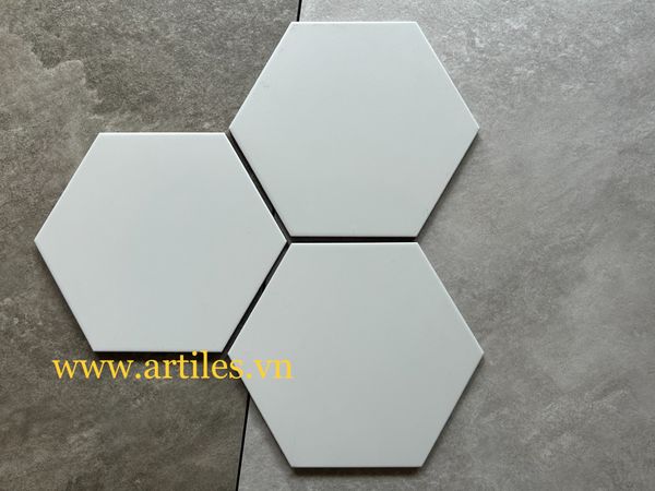 Gạch lục giác màu trắng trơn