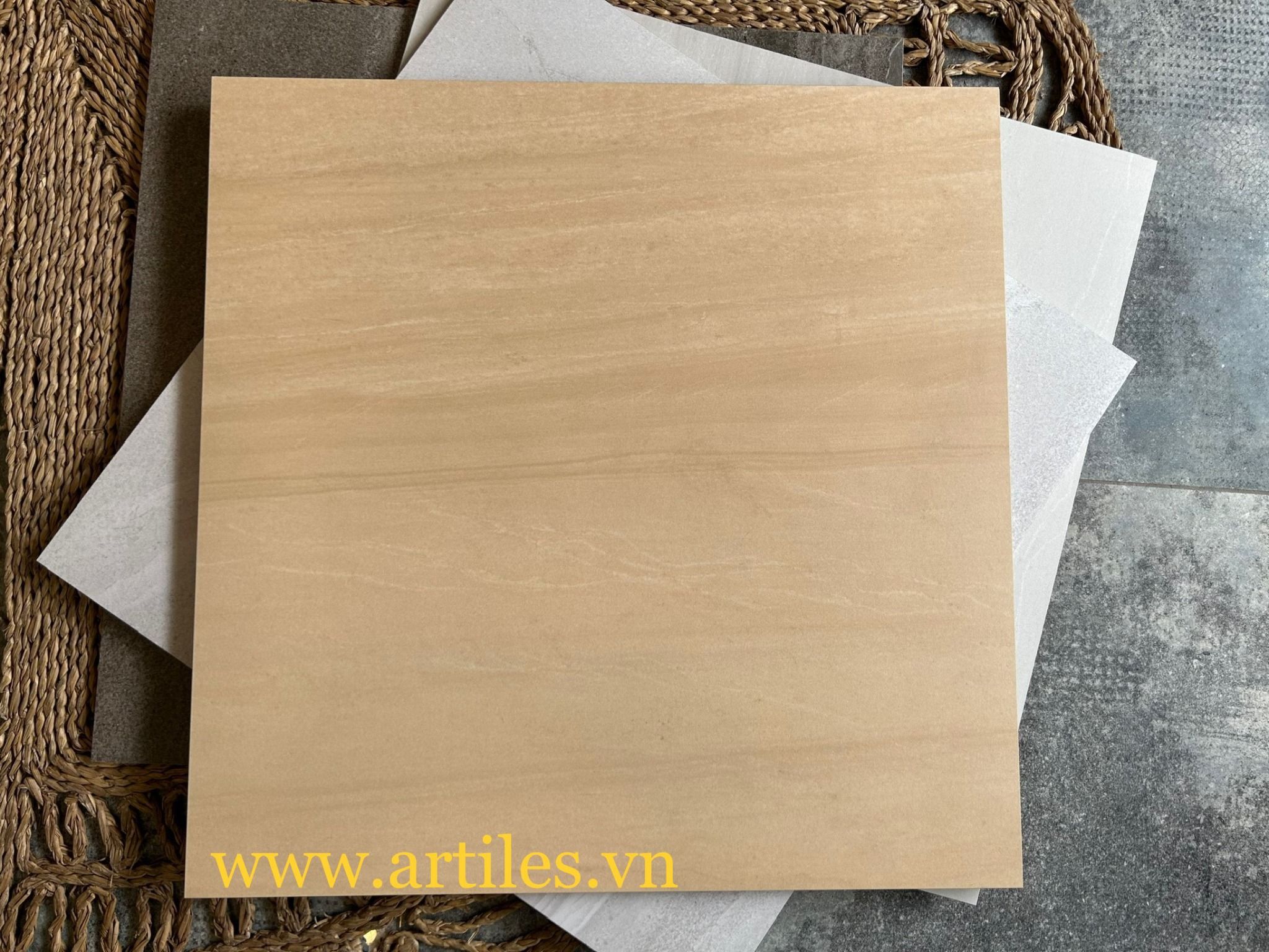 Gạch vân đá màu kem vàng Art6618