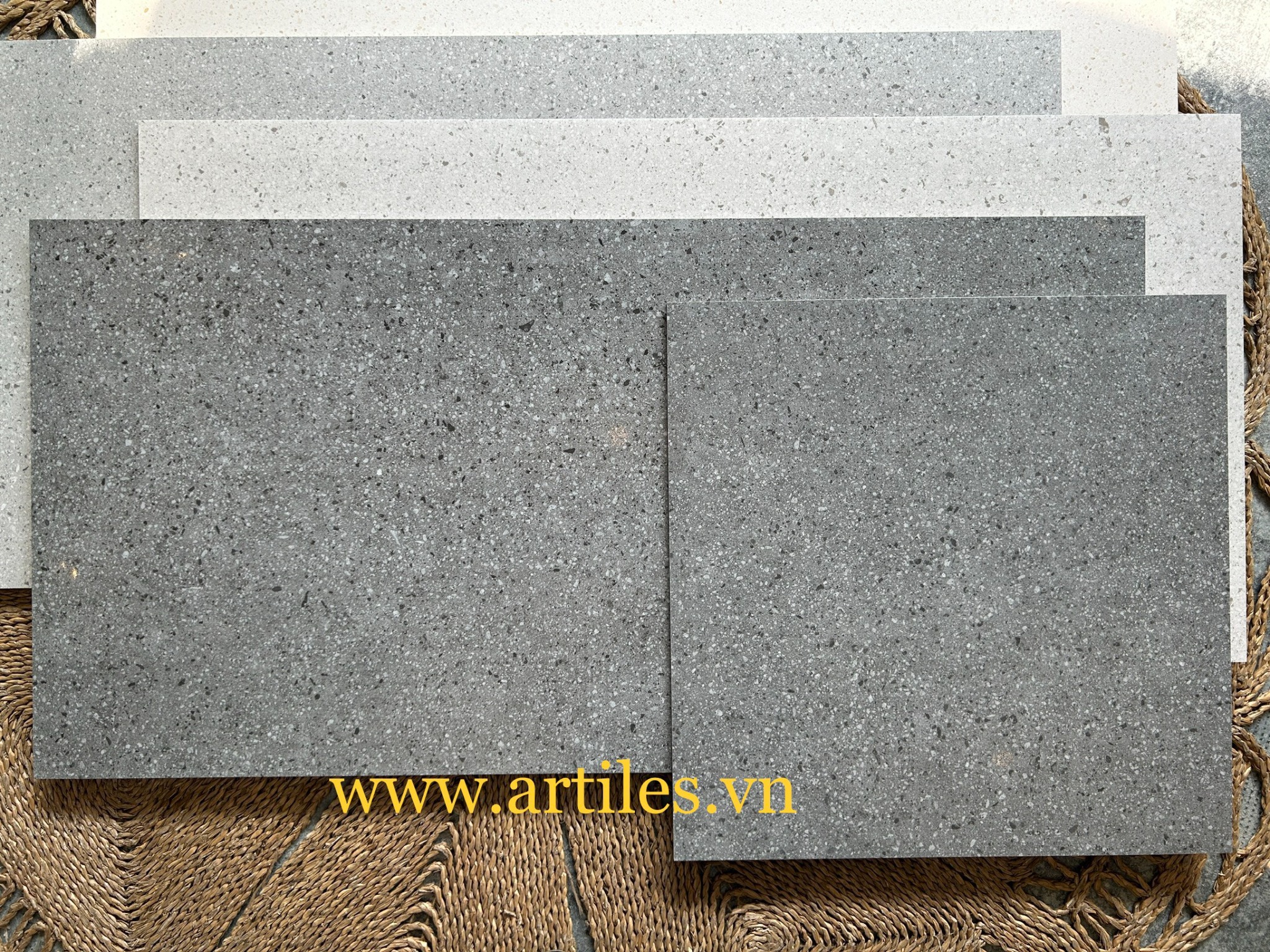 Gạch Terrazzo Đá Mài 60x120 màu xám đen - Ter07P