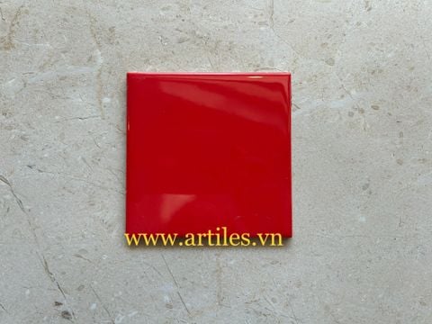  Gạch thẻ 10x10cm màu đỏ bóng 
