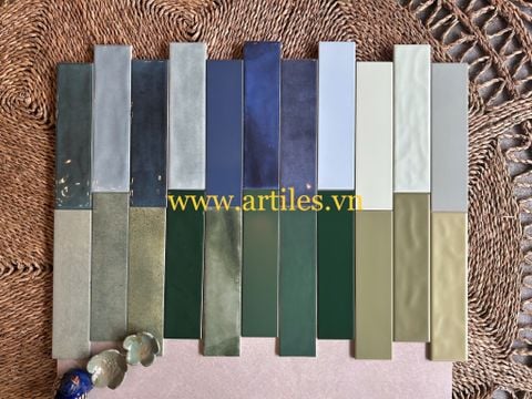  Gạch Thẻ 75x300mm màu xanh 