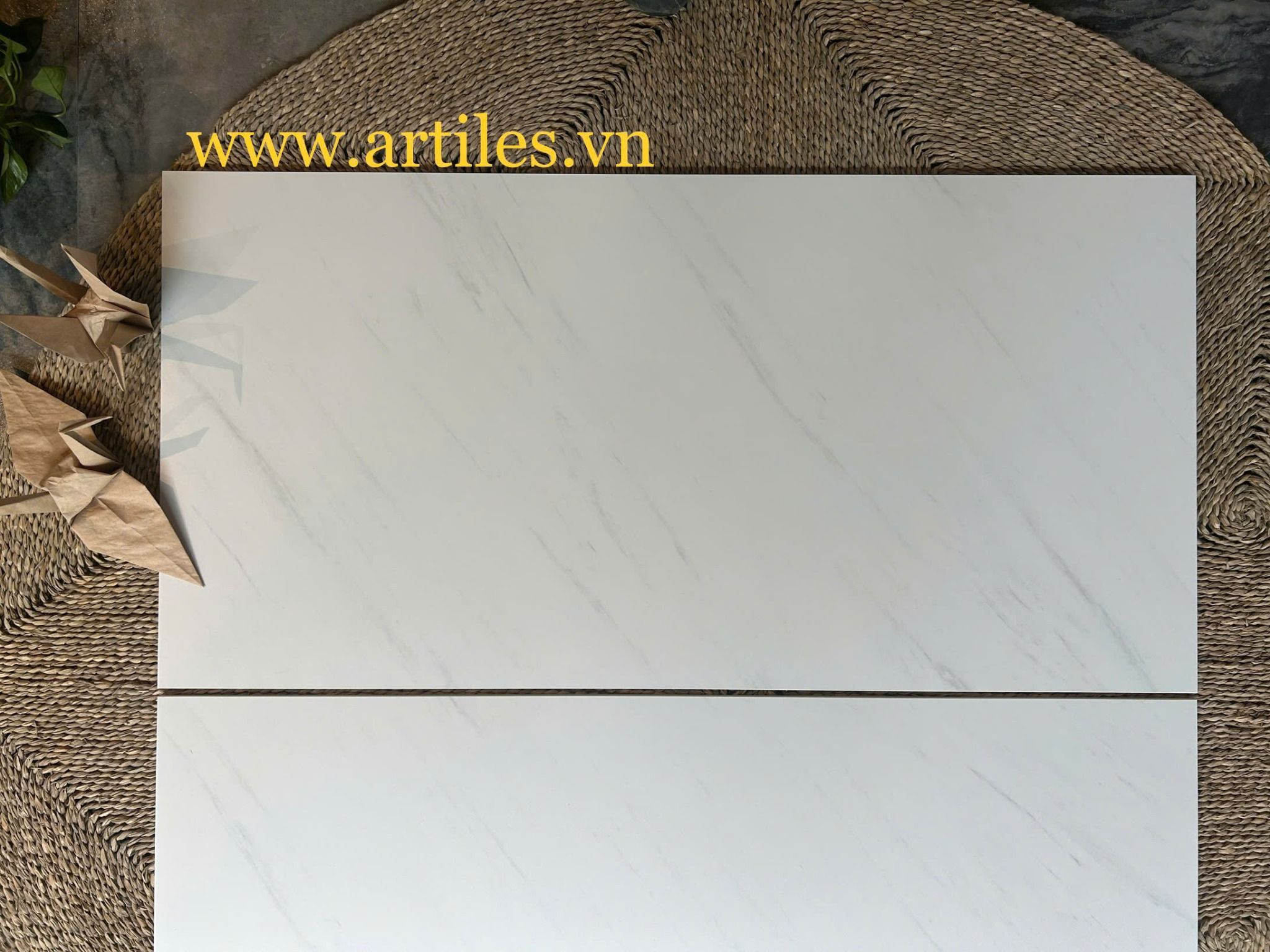 Gạch 60x120cm màu trắng vân khói bề mặt mịn Art60120  - 02BEM