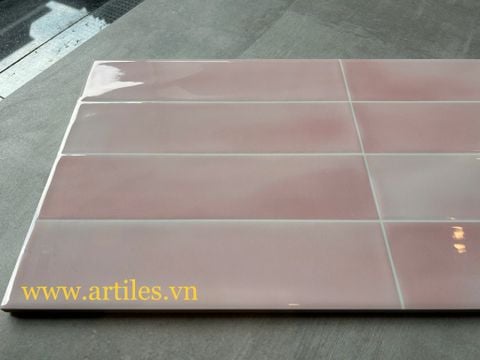  Gạch ốp tường màu hồng bề mặt bóng 
