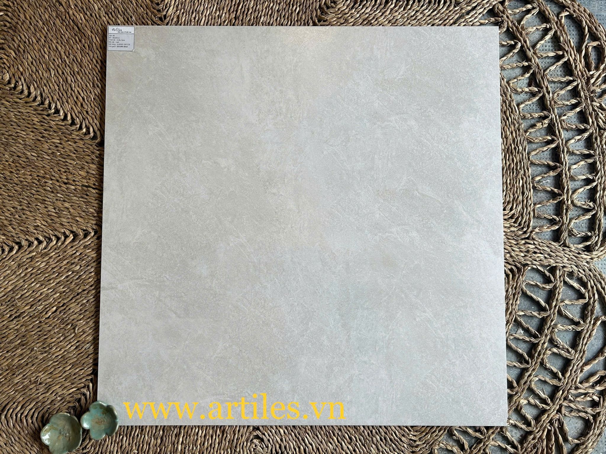 Đá mờ lát nền 80x80 màu kem trắng