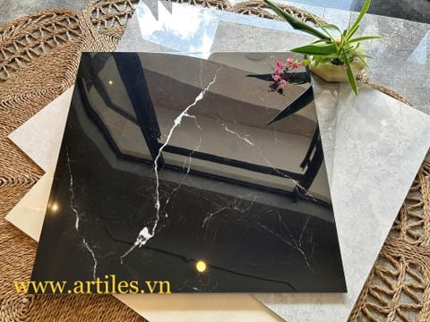  Gạch bóng 80x80 đen tia chớp At010 