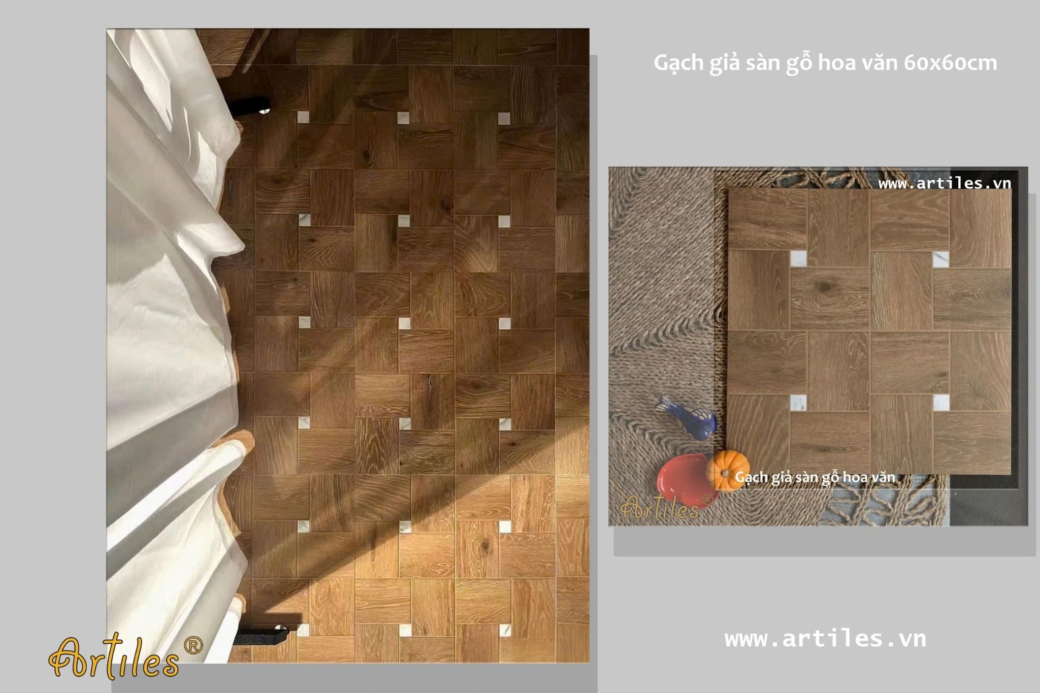 Gạch lát nền gỗ hoa văn đẹp Art6011