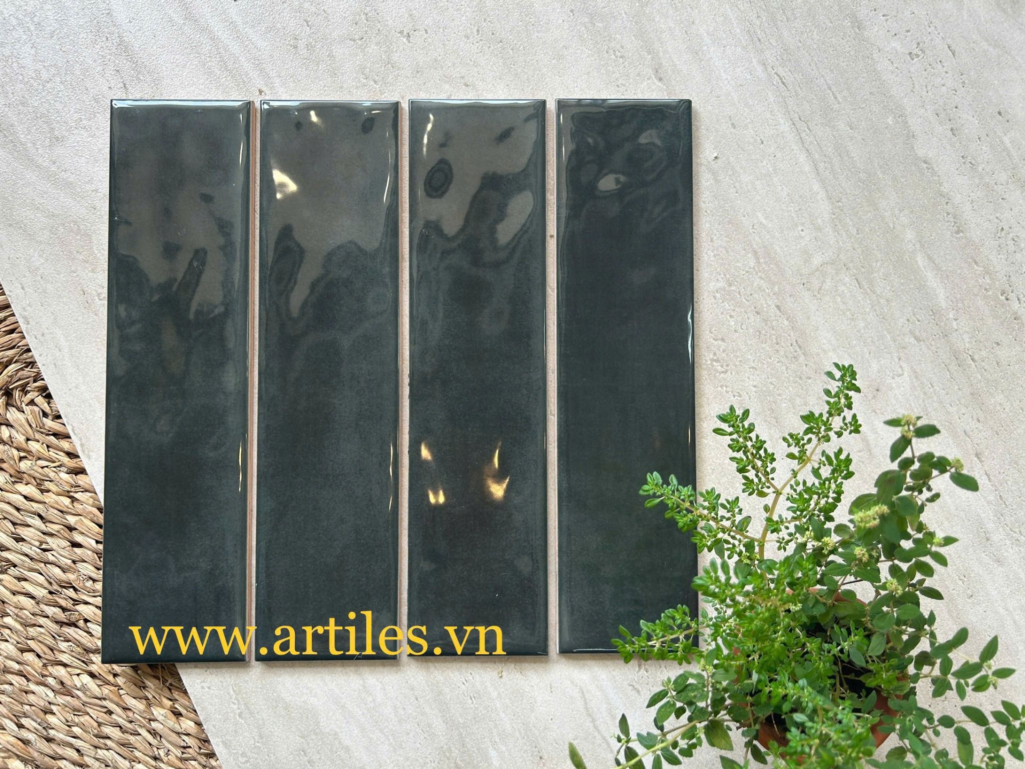 Gạch thẻ bóng lượn màu xám đen ArtP7