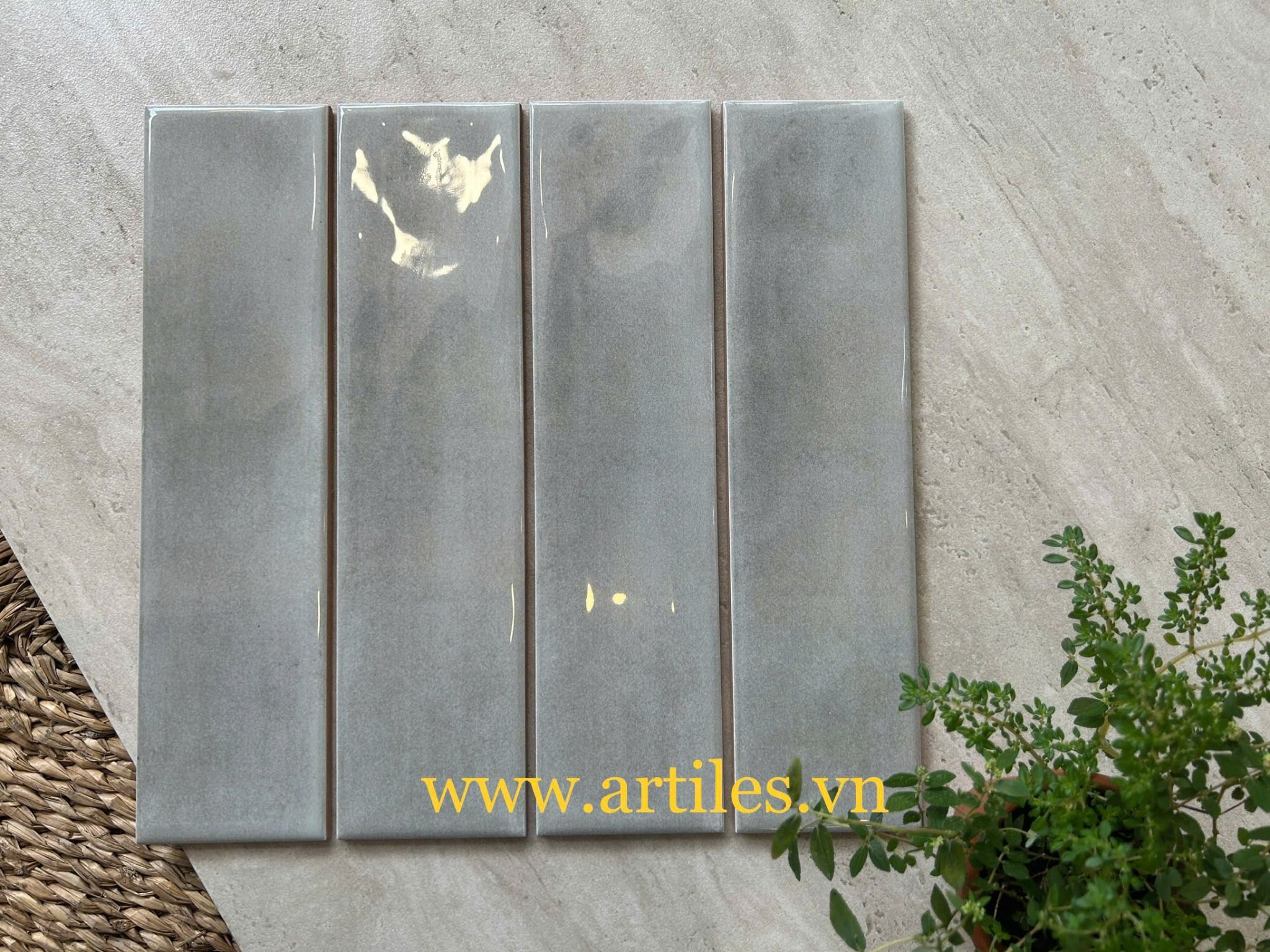 Gạch thẻ hiệu ứng bóng lượn màu xám ArtP1