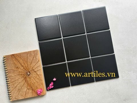  Gạch Mosaic 10x10 Men Mờ Màu Đen ArtM708 