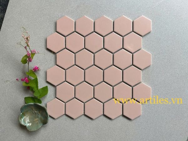 Mosaic lục giác màu hồng