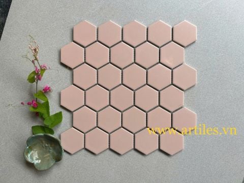 Mosaic lục giác màu hồng 