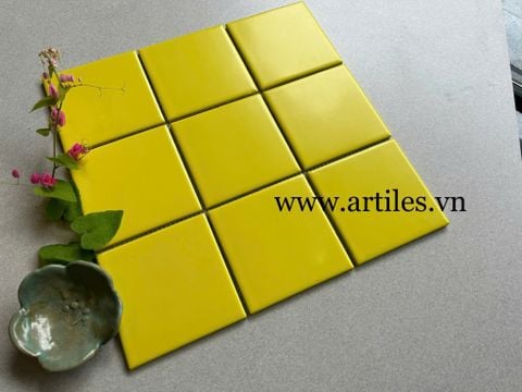  Gạch Mosaic 10x10 Men Mờ Vàng tươi ArtM9715 
