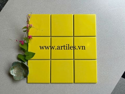  Gạch Mosaic 10x10 Men Mờ Vàng tươi ArtM9715 