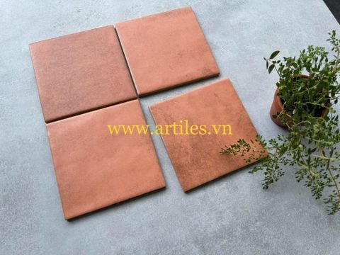  Gạch thẻ 150x150mm men mờ màu đỏ đất 5M 