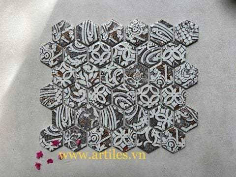  Mosaic lục giác hoa văn 