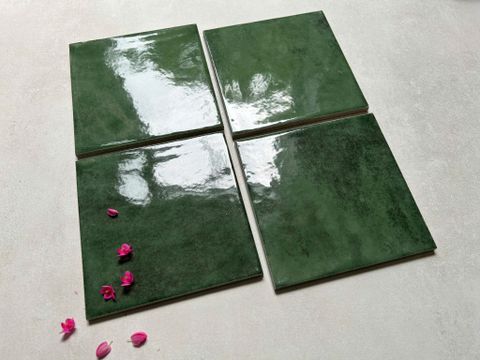  Gạch thẻ vuông xanh lá bóng hiệu ứng 06G 