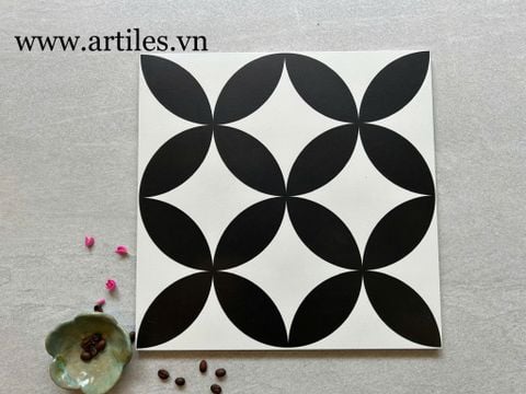  Gạch bông đồng tiền đen 