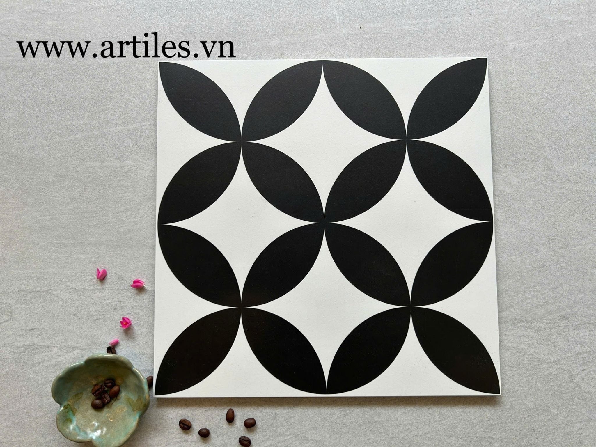 Gạch bông đồng tiền đen