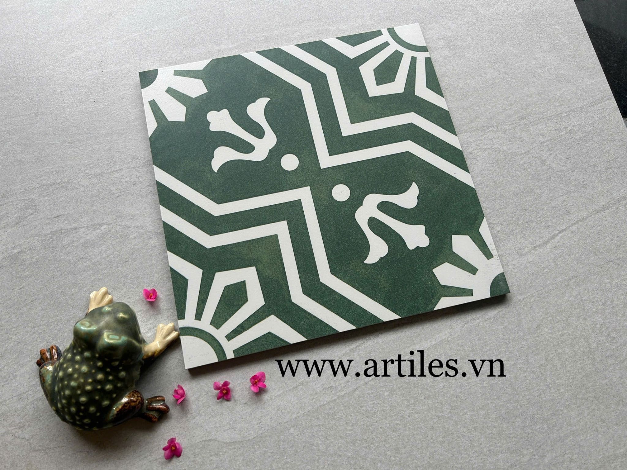 Gạch bông hoa văn xanh rêu – Artiles Tinh hoa từ đôi tay