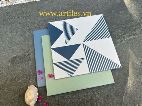  Gạch bông hoa văn xanh dương 
