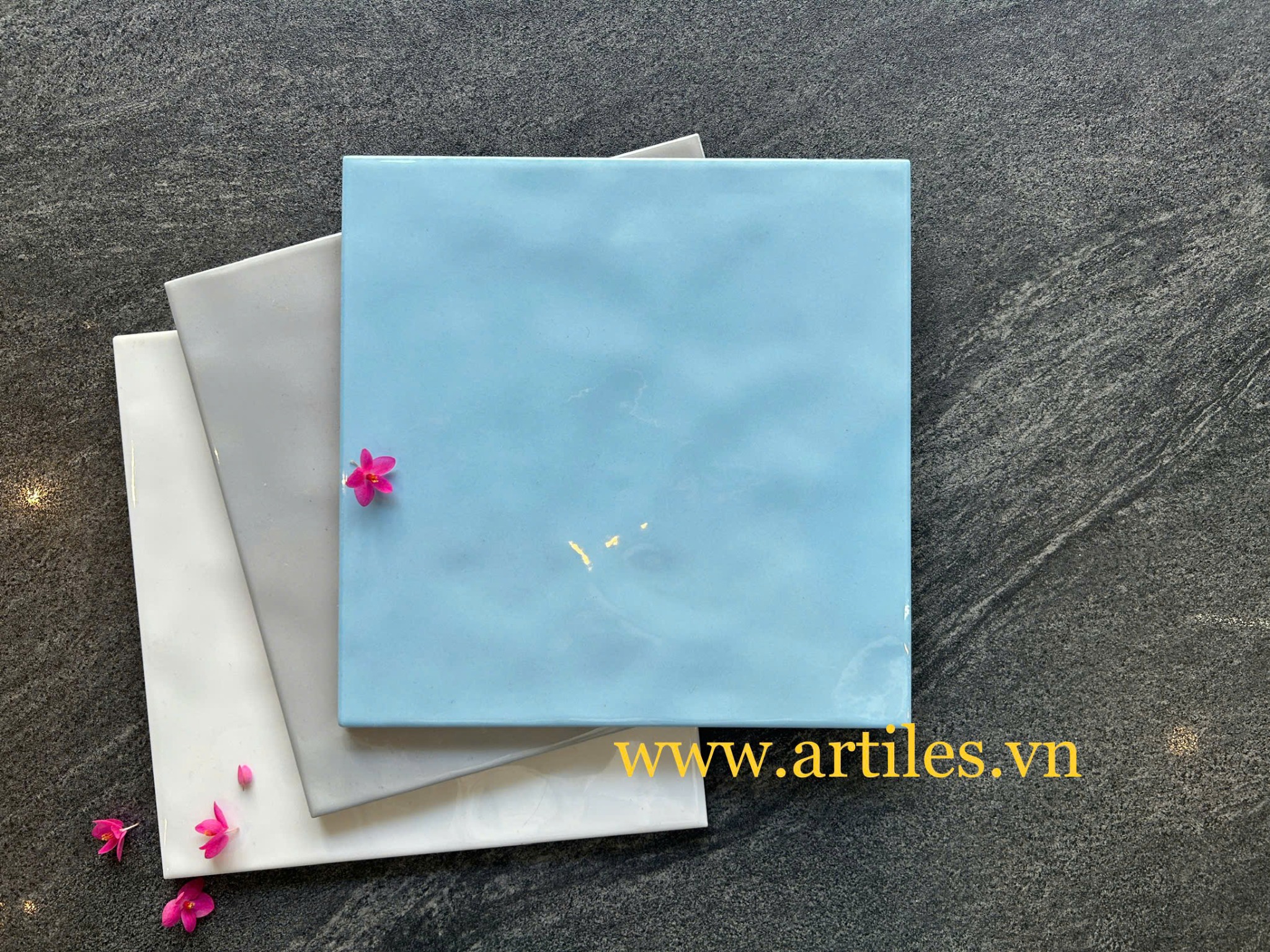 Gạch thẻ bóng lượn màu xanh biển Art225