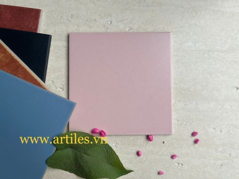  Gạch bông đơn sắc màu hồng 