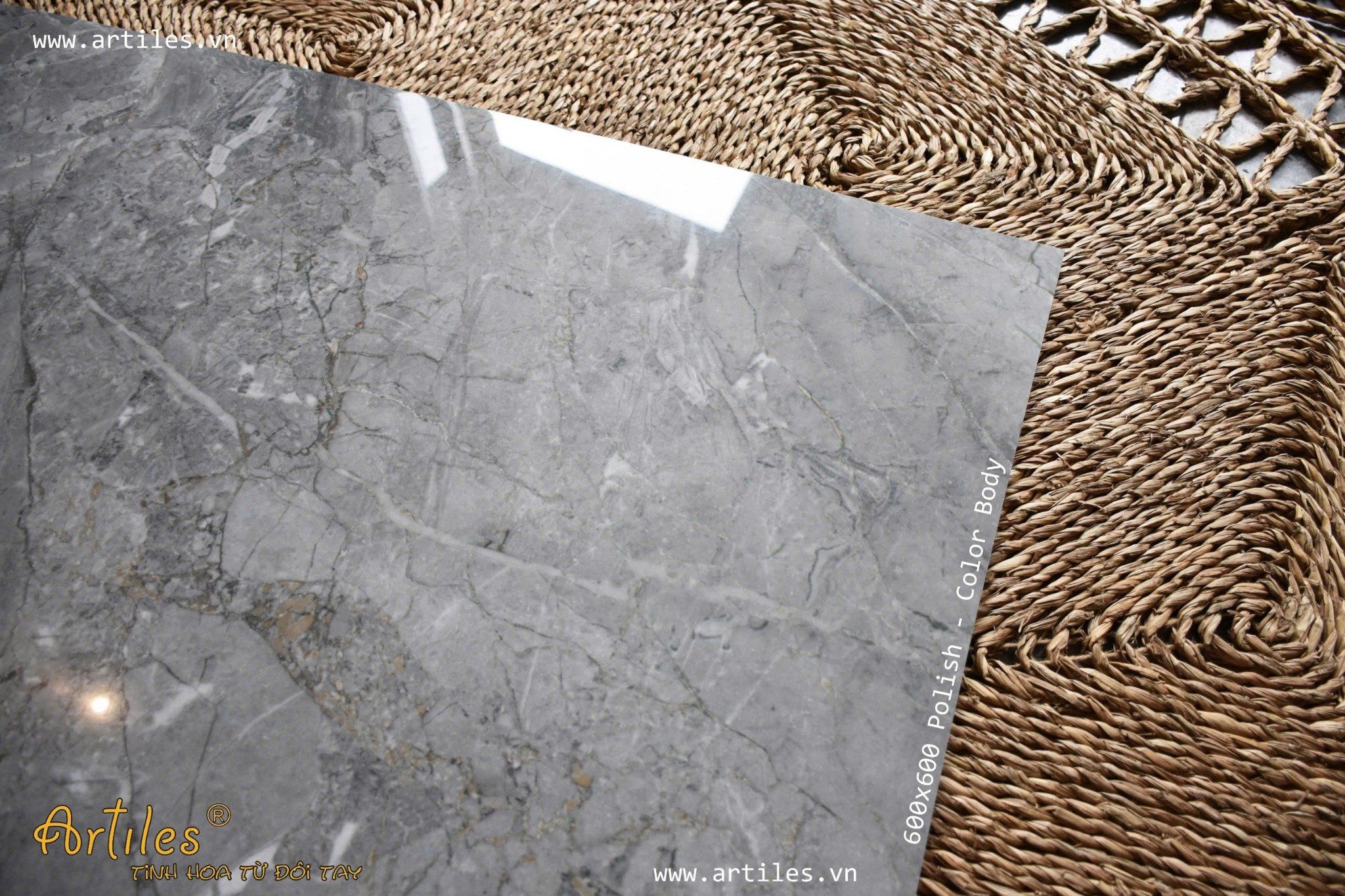 Gạch 60x60 bóng kiếng vân đá xám Art18