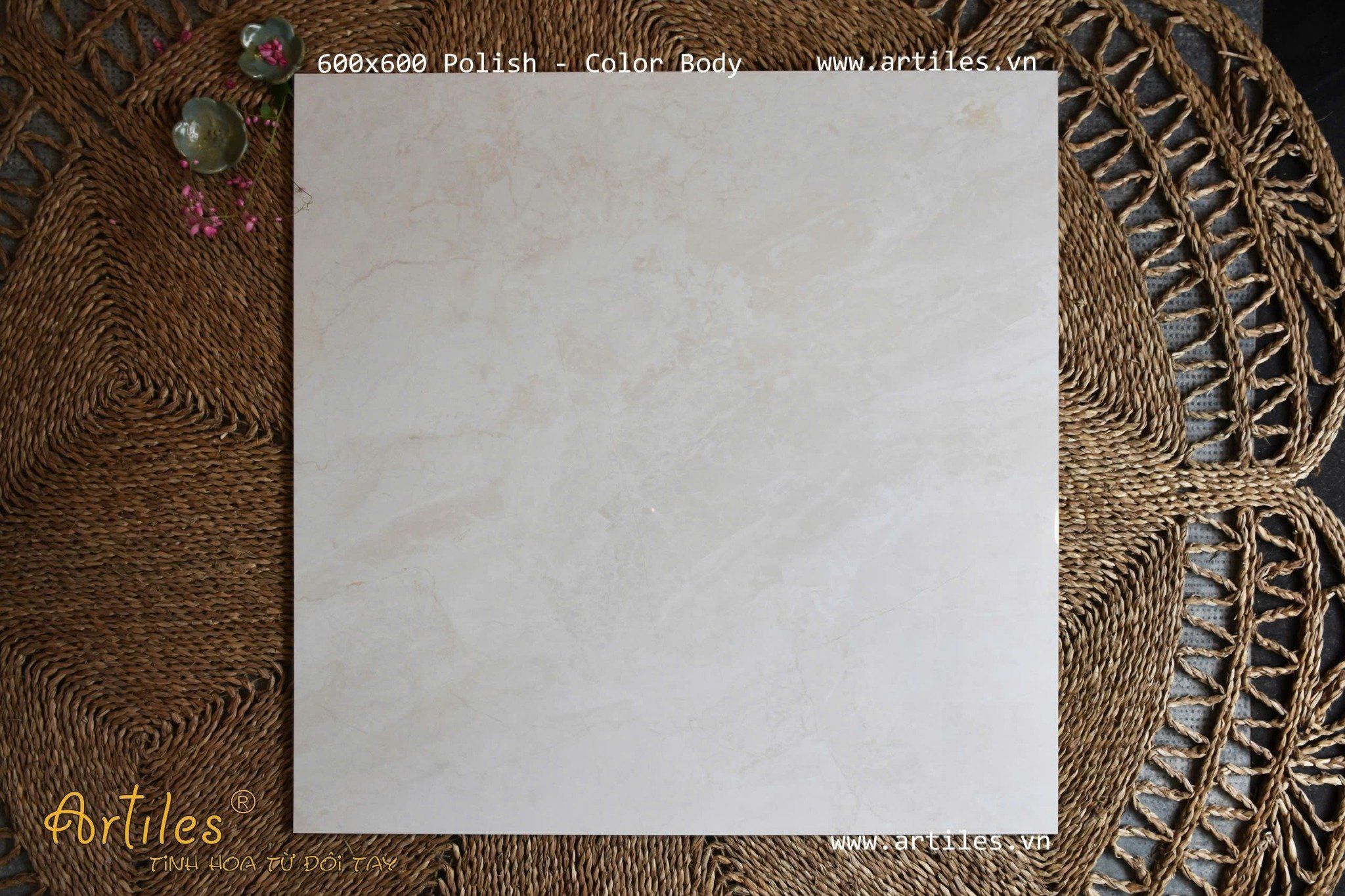 Gạch 60x60 bóng kiếng kem hồng Art20