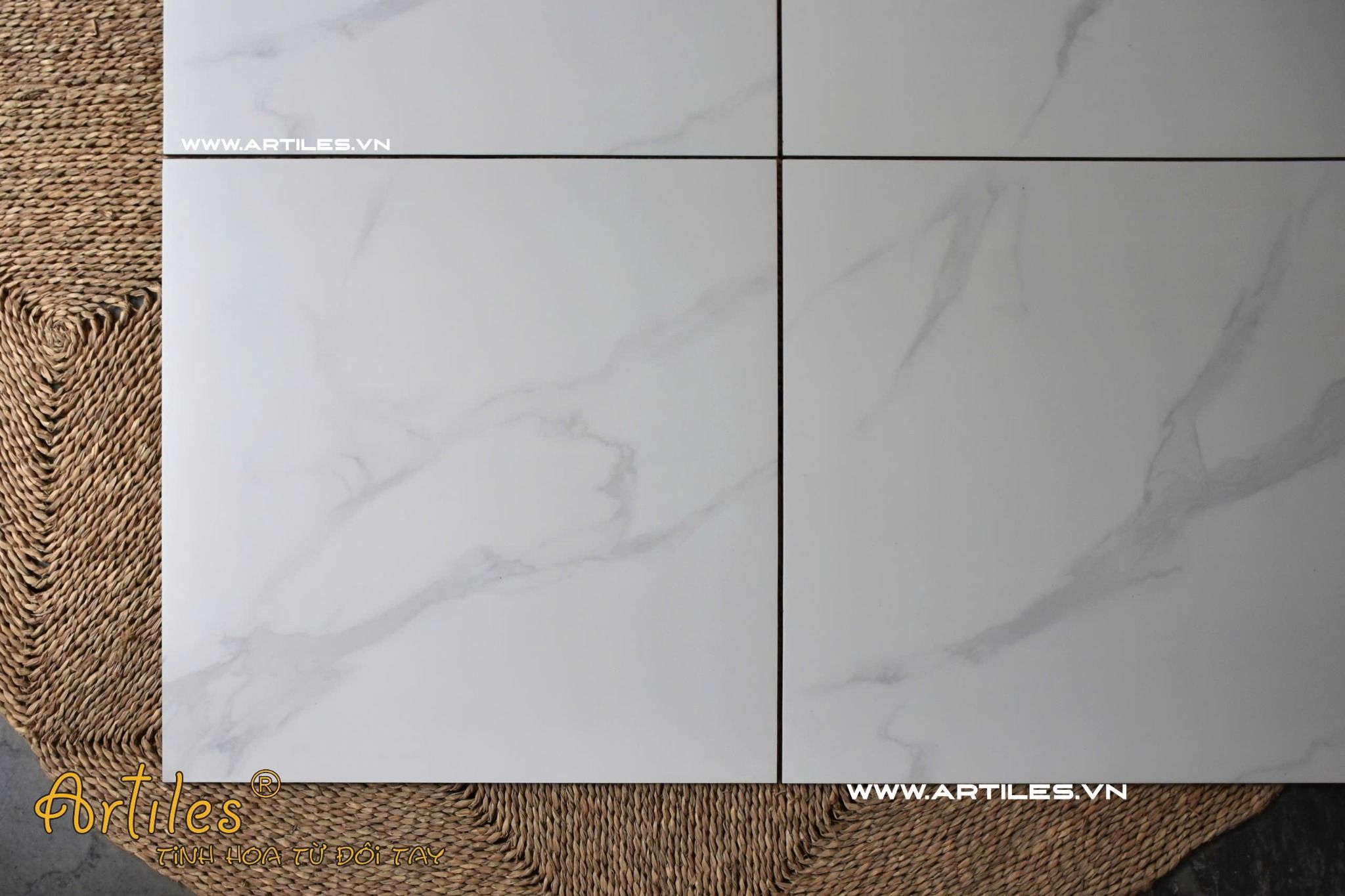 Gạch 60x60 trắng vân khói mờ ArtSM10