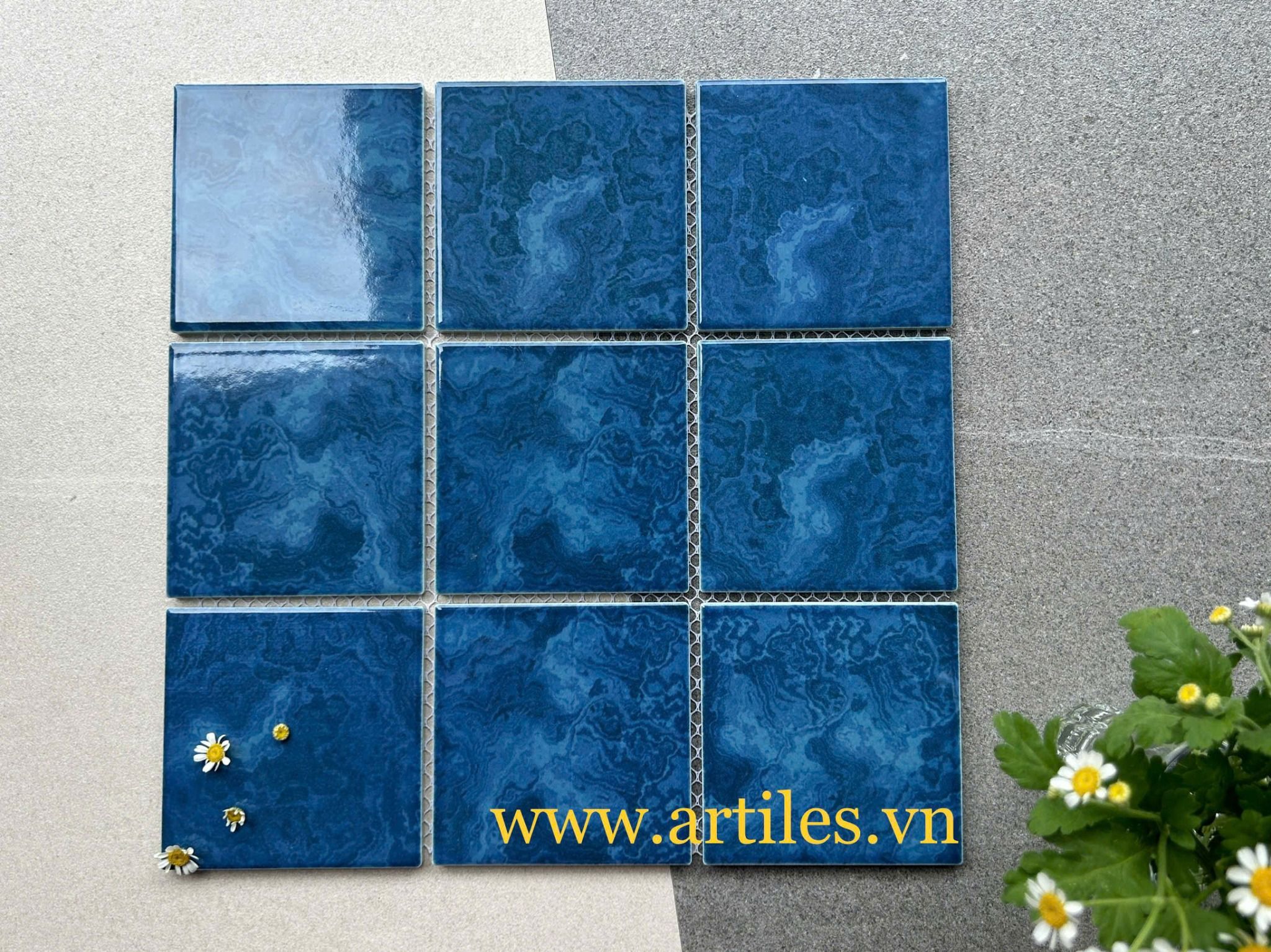 Gạch mosaic vân đá xanh 10x10cm ArtM1088