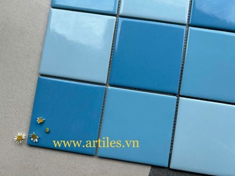  Gạch mosaic mix màu xanh 100x100mm ArtB01 