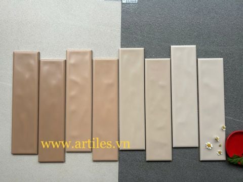  Gạch thẻ gợn sóng màu kem 