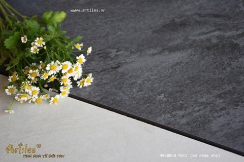  Gạch vân đá màu xám đen Art203M 