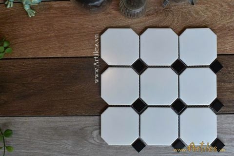  Gạch Mosaic Bát Giác Trắng ArtM888 