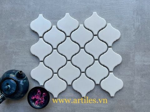  Gạch Mosaic Lồng Đèn Màu Trắng 