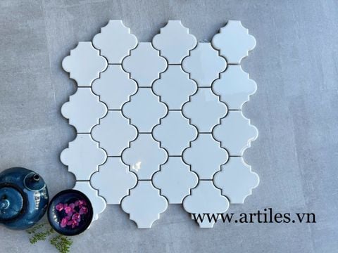  Gạch Mosaic lồng đèn trắng bóng 