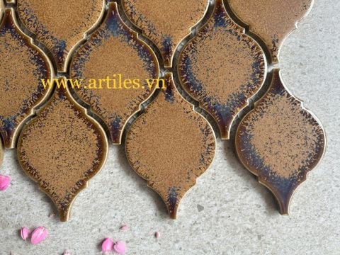  Gạch mosaic lồng đèn màu vàng đồng 