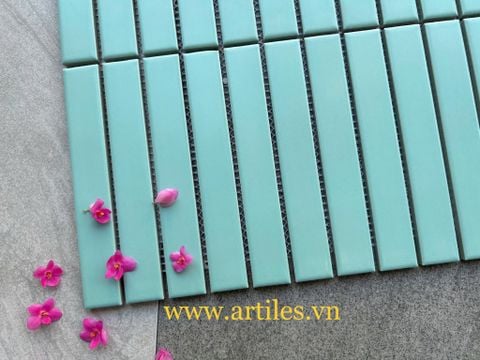  Gạch mosaic que đũa màu xanh nhạt 