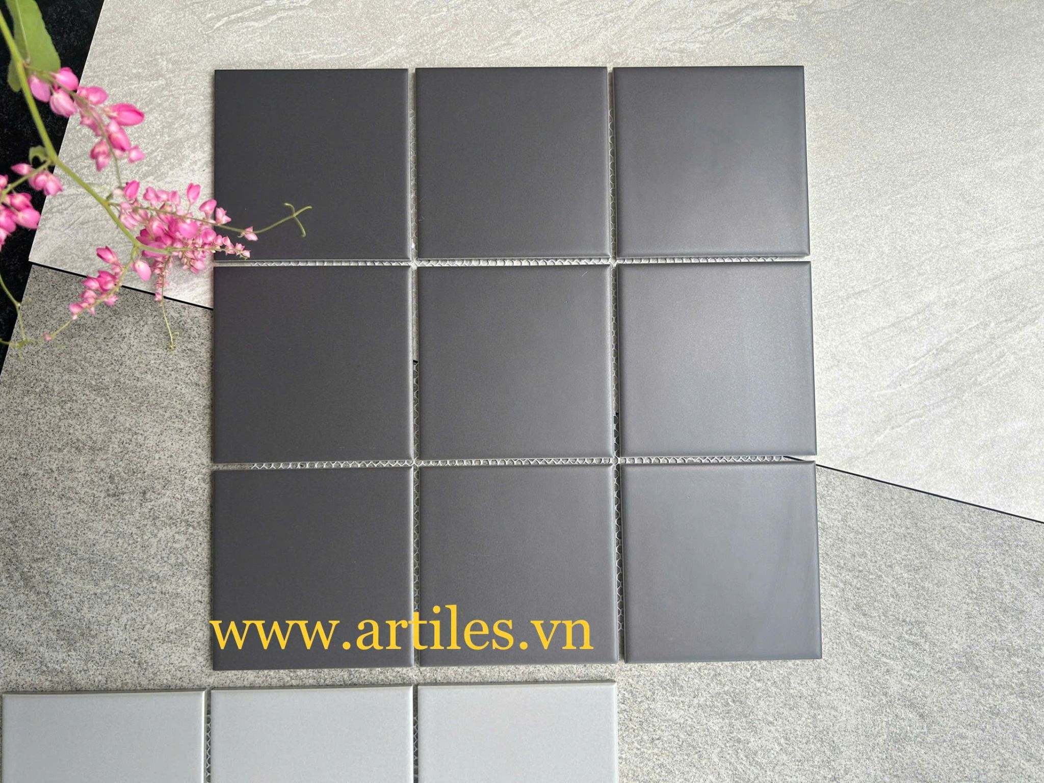 Gạch Mosaic 10x10 Men Mờ Màu Xám ArtM913