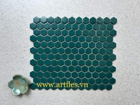  Gạch mosaic lục giác màu xanh lá đậm 