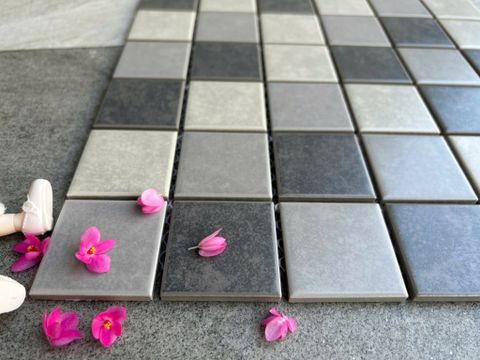  Gạch Mosaic Gốm Sứ Mix Màu Xám ArtM03 