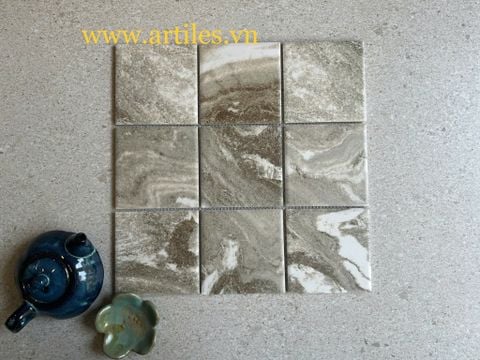  Gạch Mosaic 10x10 Men Mờ Vân Đá Xám ArtM09 